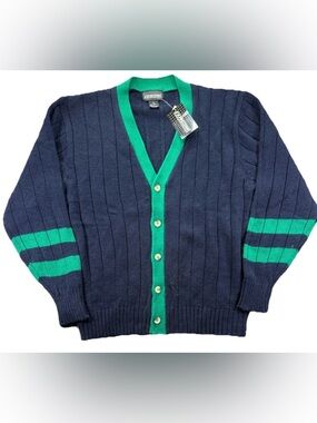 Vintage Expressions Cardigan Sweater NEW NWT Men's Large Blue 90s Knit Preppy